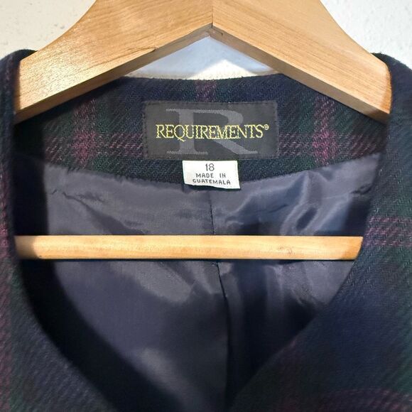 Vintage Requirements Plaid Navy Purple Blazer Jacket Size 18 - Picture 4 of 7